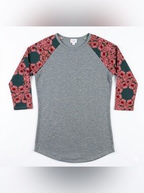 LuLaRoe Raglan Randy with 3/4 Sleeve with Floral Pattern